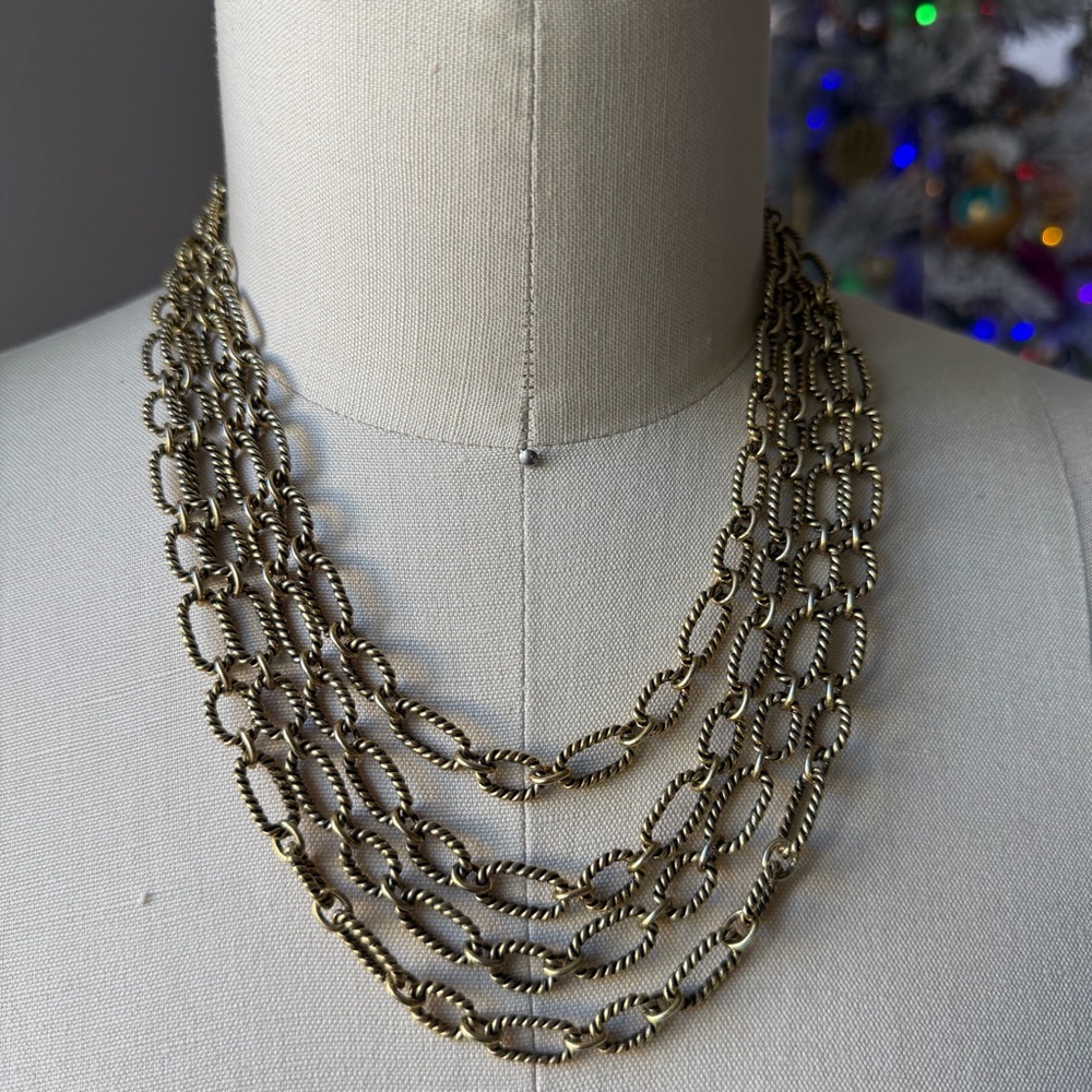 PREMIER DESIGNS | VTG "SAVANNAH" Elegant Gold Tone Multi-Layer 17" + 3" Necklace
